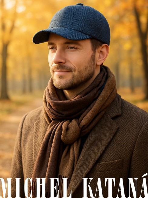 Кепка с козырьком, Бейсболка Мужская-Унисекс TWEED GLASGOW MARIN MIST из твида (Плотная Костюмно-Блейзерная ШЕРСТЬ) TWEED.6-GLASGOW/MARIN.MIST